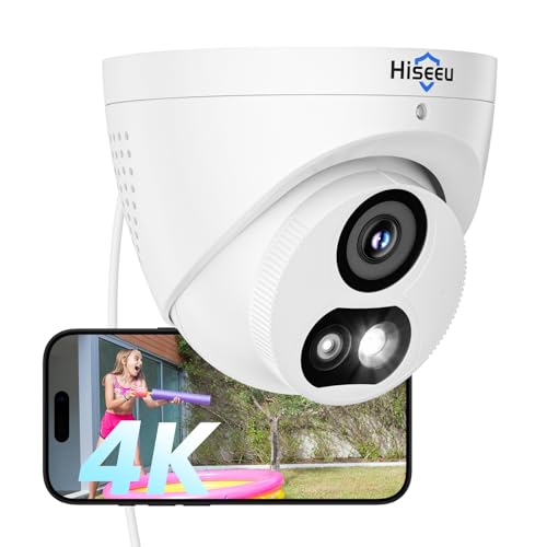 Hiseeu [4K HD+121°Wide View] 8MP PoE Camera, IP Camera, Human