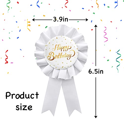 White Happy Birthday Tinplate Badge Pin, Boys and Girls Birthday Award Ribbon Children Adults Party Decorations Sign2