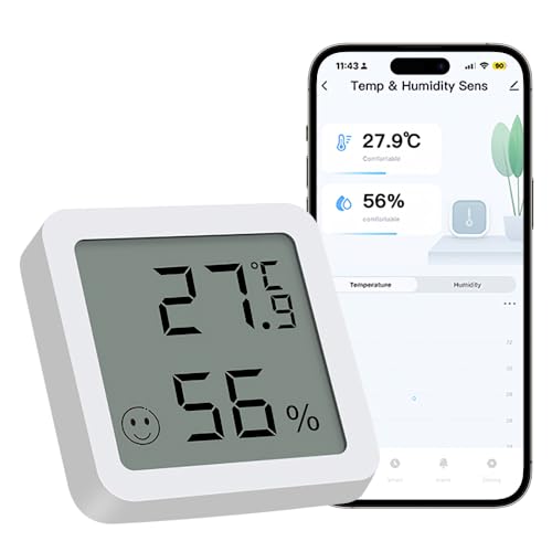 HUAJUN 温湿度計 温度計 湿度計 スマート温度計 -5℃-55℃ 湿度≦95% デジタル スマホで温度湿度管理 LCDディスプレイ 大画面 磁気吸着取り付け 快適度顔表示付 梅雨 熱中症対策 コンパクト 乾燥対策 加湿対策 温室 地下室 室内