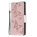 Produktbild Huawei P30 Pro Hülle, SONWO Schmetterling Blumen Muster Schutzhülle PU Leder Brieftasche Kratzfestes Ledertasche für Huawei P30 Pro mit Ständer und Kartenfach, Pink