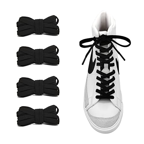 Image of UamGlsob 2 Pairs 5 /16 inch Flat Elastic Shoe Lace, Stretch Shoelaces | 8mm Stretchy Shoe Strings Replacement for High Top, Low Top Sneakers, Tie Once, Slip On Convenience, Easy Slip-on Fit