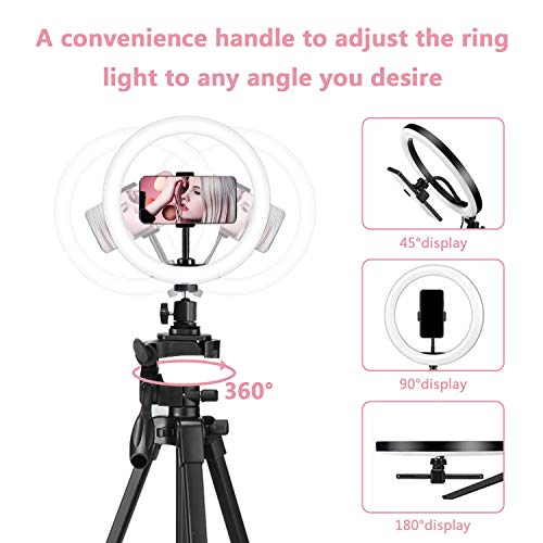 12\" Selfie Ring Light with 53\" Extendable Linkcool Mini Cell Phone Tripod with Portable Pouch, Bluetooth Remote Shutter and Phone Mount for iPhone/Android Phone/Gopros/DSLR Cameras