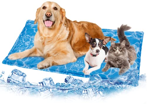 Dog Cooling Mat Pet Cooling Chill Pad Cool Blanket Water Injection Durable Cooling Dog Bed Mats For Extra Large Dogs Cats For Kennels Crates Beds Thick Foam Base #TOP19