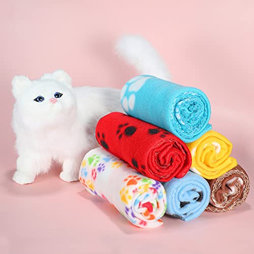 15 Pieces Puppy Kitten Blanket Cute Dog Cat Bed Blanket Pet Sleep Mat Pad Bed Cover Soft Printed Dog Sleep Blanket For Dog Cat Kitten Puppy Small Animals, 15 Colors (Paw Print Patterns) #TOP6
