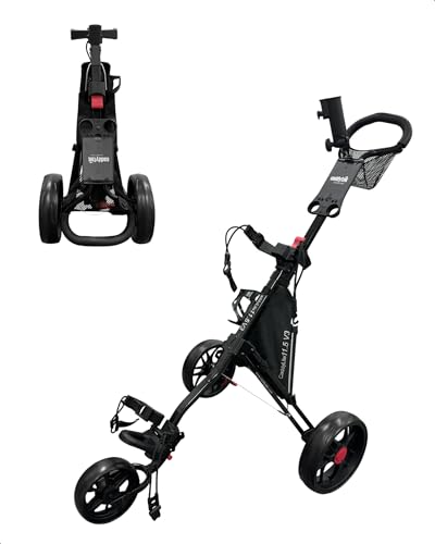 Caddytek CaddyLite 11.5 V3 Golf Push Cart - Lightweight Aluminum 3-Wheel Foldable Golf Bag Cart with Quad-Fold Frame, EVA Wheels, Adjustable Handle, Foot Brake, Mesh Net, Umbrella & Drink Holder