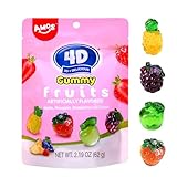 AMOS 4D Gummy Candy Fruit Snacks, 3D Fruit Shaped Gummies, For Party or Cupcake Toppers, Resealable 2.19oz Bag (Pack of 3)