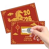 Habbiful 30 PCS Chinese New Year 2026 Scratch Off Fortune Cards Lunar New Years Games for Year of The Horse 2026 Celebration Party Decorations (A)