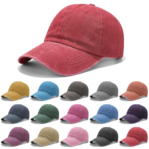 HFZCV 15er Set Vintage Cap Washed Look, Basecap Unisex Vintage aus Baumwolle, Gruppenaktivitäten Sommer Outdoor, Vereine & Outdoor Sport, Verstellbare Soft Top Cap, 15 Farben