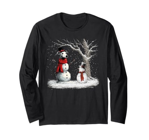 Lustiger Whippet Hund im Schnee Baum Weihnachten Winter Langarmshirt
