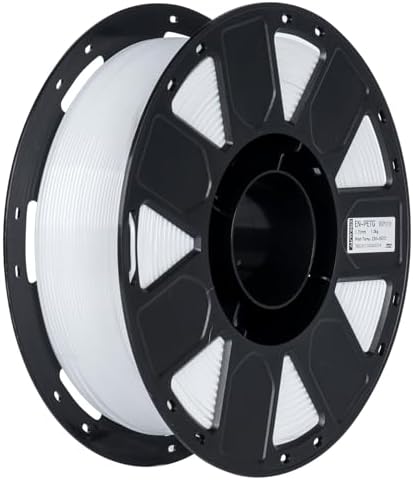 Creality PETG Filament 1.75mm, Ender 3D Drucker Filament PETG, Hohe Präzision, Hohe Zähigkeit, Geruchlos, Feuchtigkeitsbeständig, 1kg Weiß