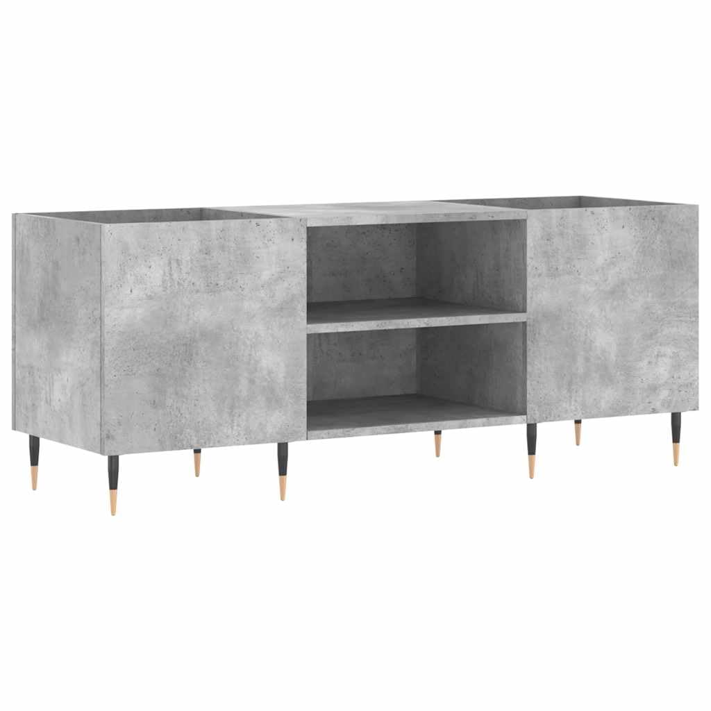 Hothingwell Mobile Porta Dischi Grigio Cemento 121x38x48 cm, Scaffale Vinili in Legno Multistrato con Piedini in Ferro, Mobile per Giradischi e Dischi LP