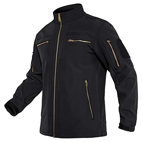 Lacsinmo Men's Windproof Jacket Comfy Tactical Multi Pocket Fleece Windbreaker Cover