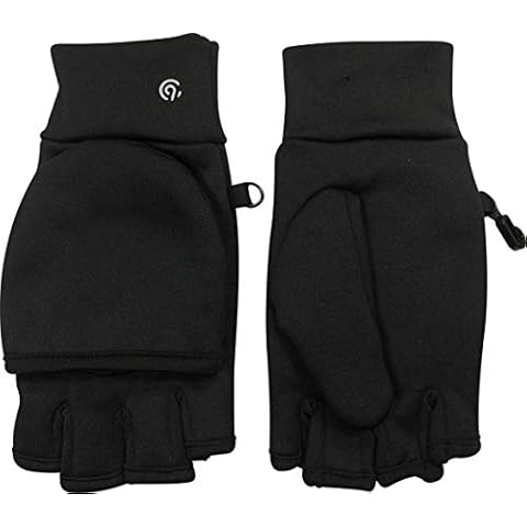 C9 Champion womens Flip Top Mitten and Fingerless Cold Weather Gloves, Black, One Size US Cover