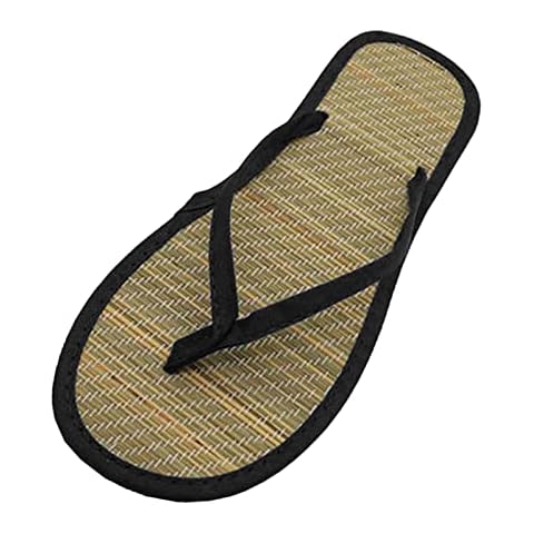 TWIOIOVE Flip Flops Bambus Damen Hausschuhe Zehentrenner Sommer Flache Bequeme rutschfeste Sandalen Silent Bamboo Rattan Badelatschen Slides Sommersandalen Cover