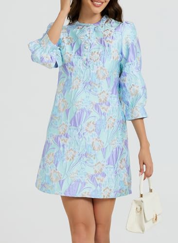 Image of Ladyful Women's Floral Jacquard Dress Cocktail Mini Shift Dresses