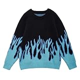 Aelfric Eden Men's Oversized Flame Patchwork Casual Knit Sweater