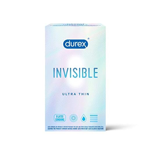 Condoms, Ultra Thin Lubricated Natural Latex, Durex Invisible Condoms, 8 Count - Ultra Sensitive, Lubricated, Transparent
