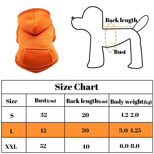 XiXiRan Hunde Hoodie Baumwolle, Hundemantel Mit Kapuze, Haustier Warm Pullover, Katze Kleidung, Winter (L, Orange)
