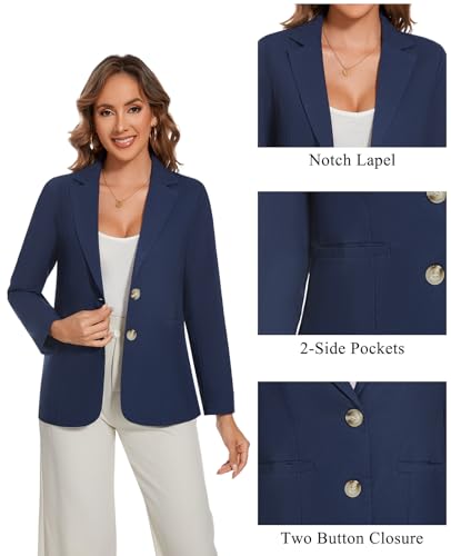 MINTLIMIT Womens Casual Linen Cotton Blazers Long Sleeve Button Front Notch Lapel Work Office Blazer Jackets with Pockets3