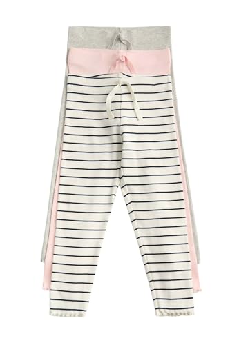 Marks & Spencer Pack de 3 Leggings de algodón de Rayas (2-8 años) Mezcla De Rosa Niñas 7-8 años