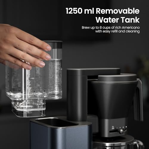 Image of Kismile SCA-Certified 8 Cup Drip Coffee Maker, Pour Over Coffee Machine with 3s Instant Heat 197-205℉, Adjustable Flow Control, Removable Water Tank, Deep Cold Brew & 40 Min Keep Warm (Blue)