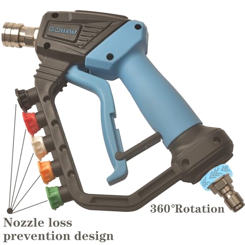 Image of GDHXW Short High Power Pressure Washer Gun with Swivel, 5 Nozzle Loss Prevention Design 5000 PSI For Pressure Washer