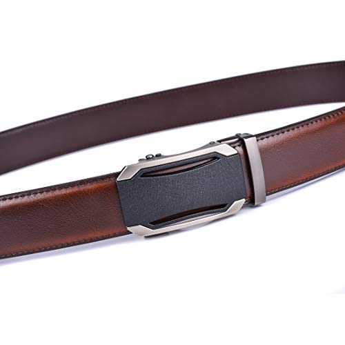 Image of Beltox Men Leather Belt w Slide Ratchet Interchangeable Buckle