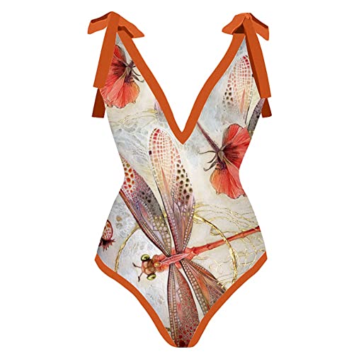 Maillot de bain une pièce couvrant jupe imprimée orange