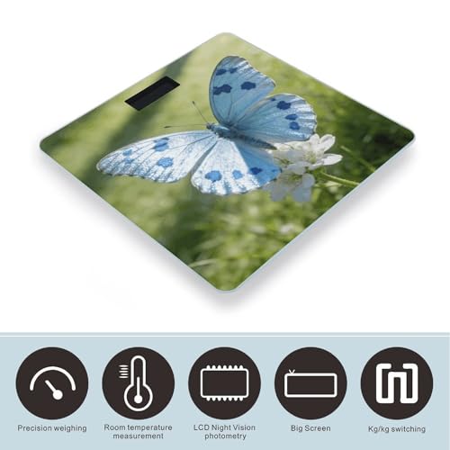 Báscula digital Light Blue Butterfly con LCD grande y 180 kg miniatura 3