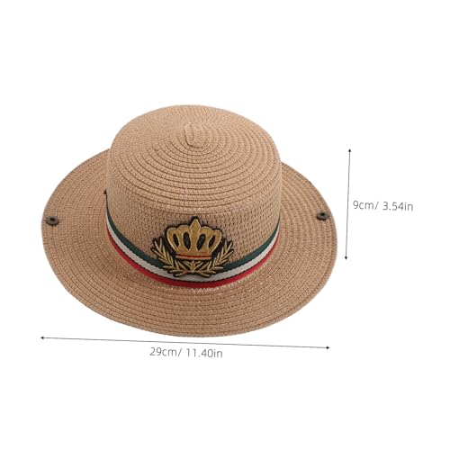 Spring Autumn Straw Hat Wide Brim Sun Protection for Boys Breathable Woven Straw Beach Hat for Outdoor Activities Khaki2