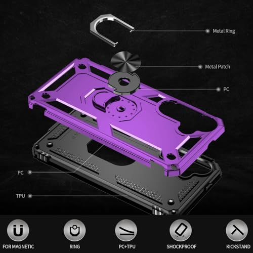 Coque Samsung S25 violette Yiakeng avec protège-écran et support