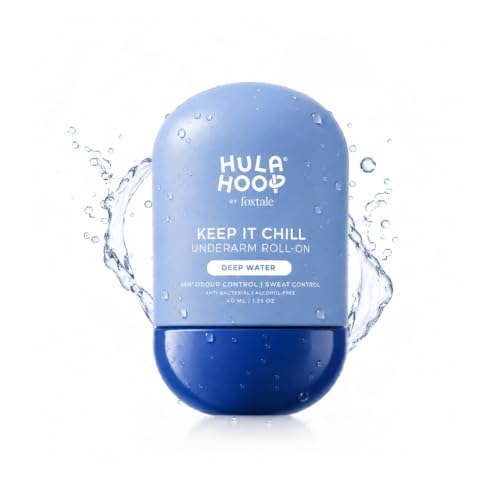Image of Hula Hoop Keep it Chill Underarm Roll-On by Foxtale | 48-hour odour control | Long lasting Sweat control | With Panthenol & Allantoin | Aqua Fragrance | 40 ml | For Men
