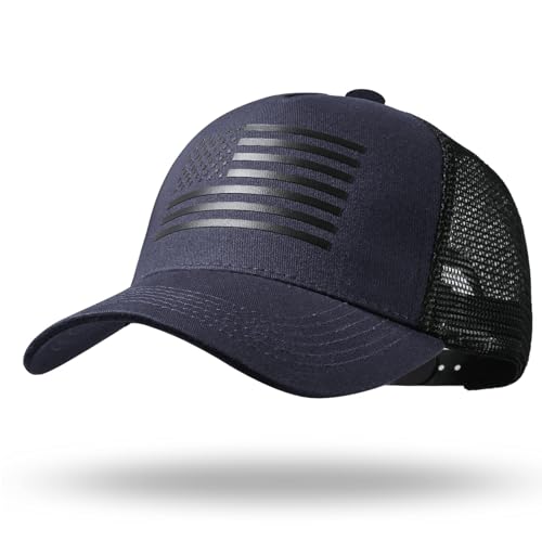 Image of Oversize XXL American Flag Trucker Hat Sport Snapback Hat, Large Size Breathable Mesh Baseball Cap for Men Big Head