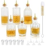 JUYUANFENGGOU 6PCS Glass Bitters Bottle Set, With Stopper and Dash Top, Dasher Bottles for Bitters,Bitters Bottles for Cocktails and Bartender