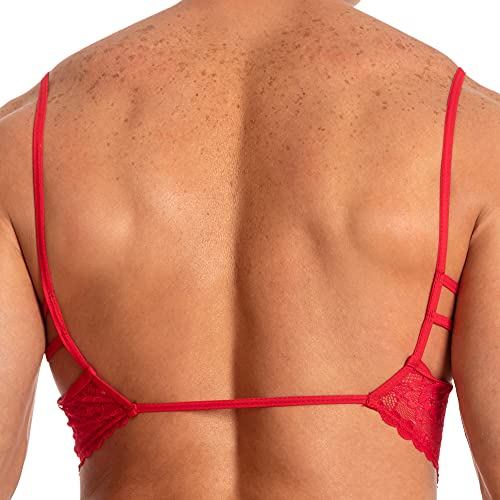 Mens Lacey Crop Top Body Shaper Lace Sexy Slim Top Wear Backless Design Bra2