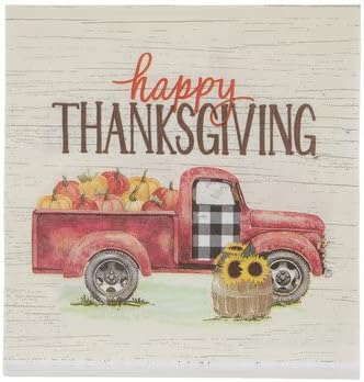 Happy Thanksgiving Vintage Red Truck Fall Autumn Pumpkin Harvest Disposable Dinnerware Set Bundle Service for 20 Large Paper Plates, 20 Dessert Plates, 50 Napkins