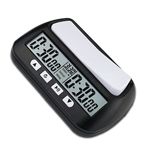 Fockety Reloj de Ajedrez Confiable Temporizador Digital con Alarma Audible para Ajedrez y Damas, Cubierta de ABS Portátil Versión en Inglés Negra