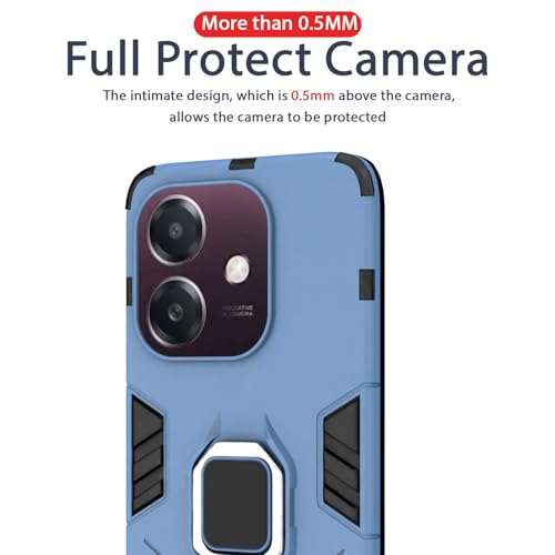 Image of Pikkme D5 Tough Armor Bumper Case | 360 Protection Case | Ring Holder Stand Back Cover for Oppo A3x 5G / A3x 4G / A3 5G (Blue)