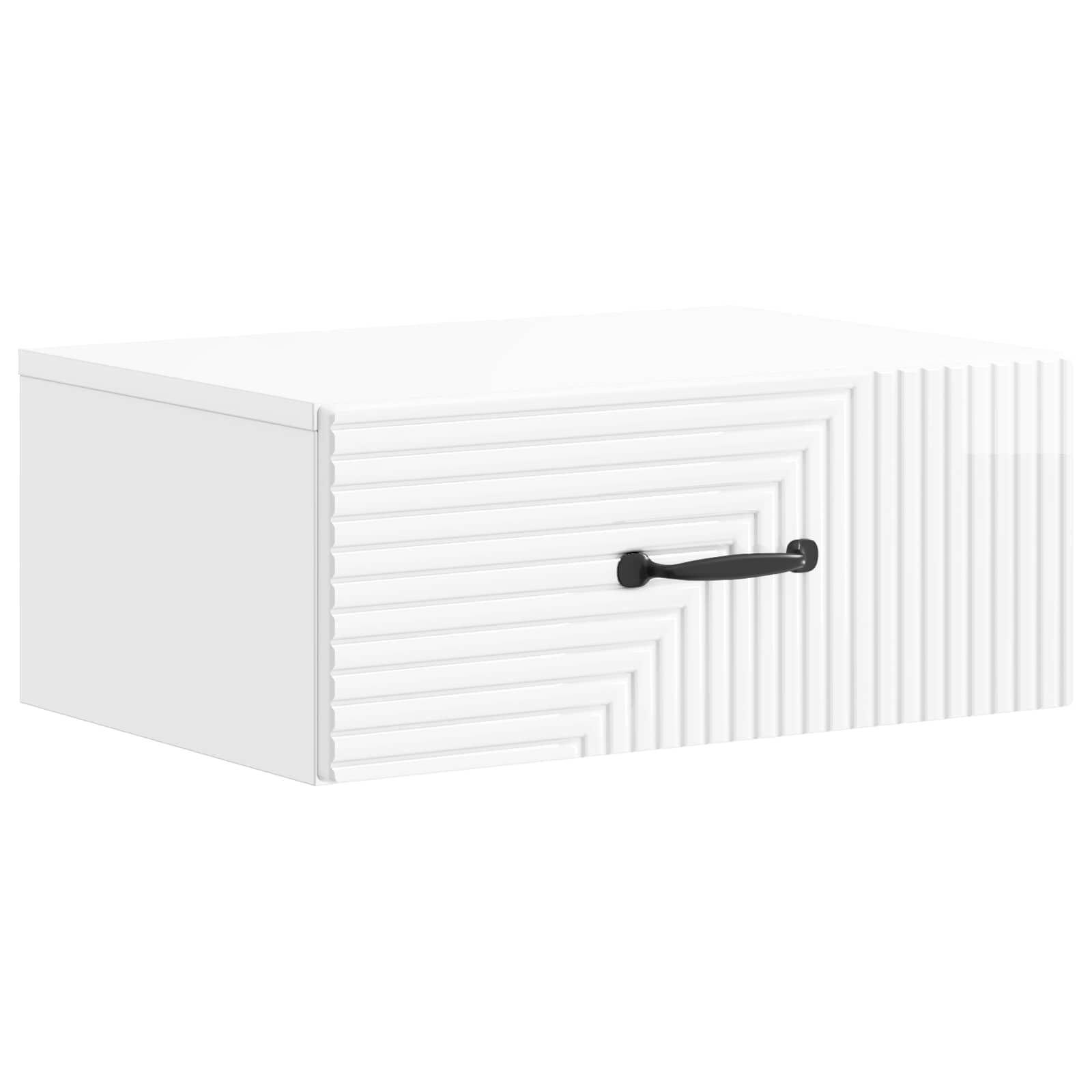 Rangement Pratique Mural Blanc Brillant Chevet Bois d'Ingénierie Tiroir