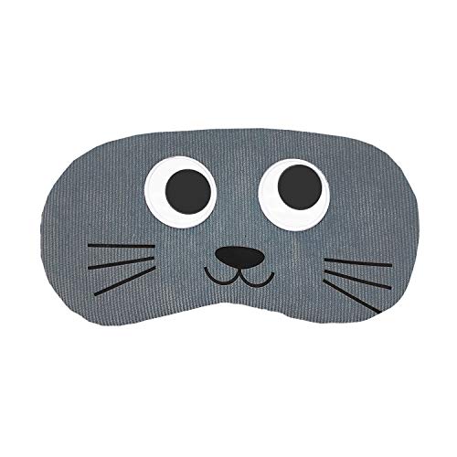 Image of Jenna Cute Bunny Blue Fur Sleeping Eye Shade Mask Cover for Insomnia, Meditation, Puffy Eyes and Dark Circles (Cat Grey)