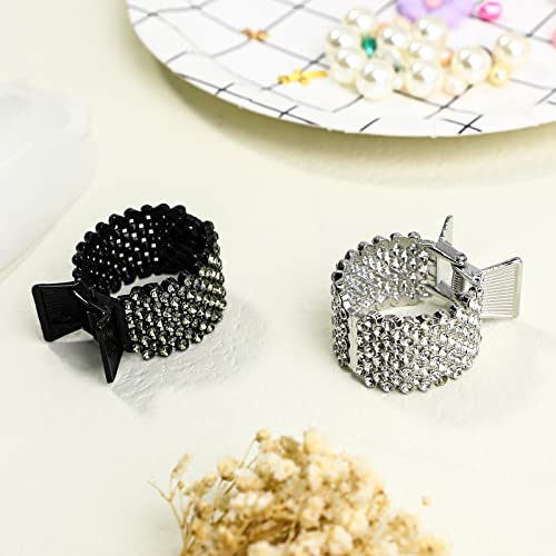 2 Pcs High Ponytail Hair Clips Metal Rhinestone Hair Claw Clip For Thick Hair, Nonslip Ponytail Buckle Hair Clip For Women Girls Fashionable Hair Accessories #TOP6