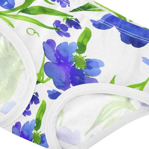 Cotton Toddler Girls Underwear Floral Watercolor Floral Blue Little Girl Panties Pattern Undies Kids Briefs 2t4