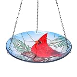 MUMTOP Hanging Bird Baths for Outdoors - Glass Bird Bath, 11...