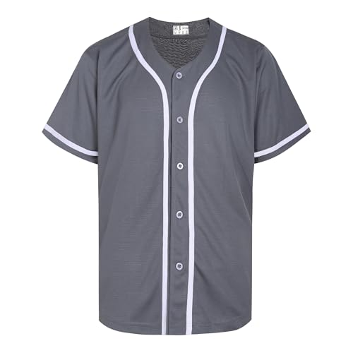 Pullonsy Camisa de beisebol preta personalizada para homens com botão completo bordado nome e número