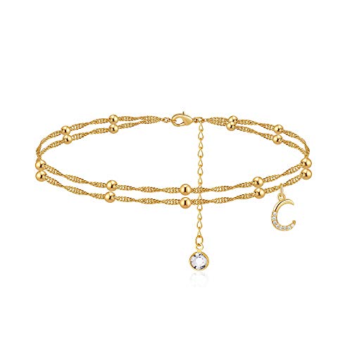 MONOOC C Gold Anklets, Gold Ankle Bracelets for Women Alphabet Anklet Beach Anklets Dainty Cute Gold Anklets