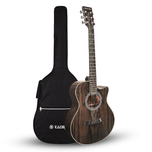 Image of Kadence A06-BK Acoustica 40 inch Acoustic Guitar | Grand Auditorium Cutaway | Ash Wood | Comes with Bag | Includes Learning Course | Black