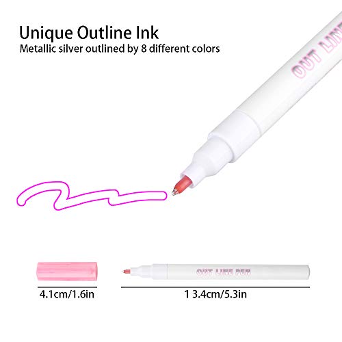 Self-outline Marker Pens,Outline Metallic Pen Double Line Import