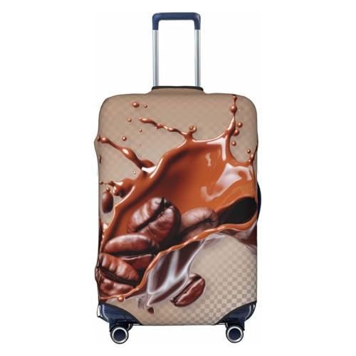 Coffee Beans Chocolate Splash Print Luggage Cover For Suitcase,Washable Elastic Travel Suitcase Protector With Zipper Closure And Bottom Buckle – Fits 18-32