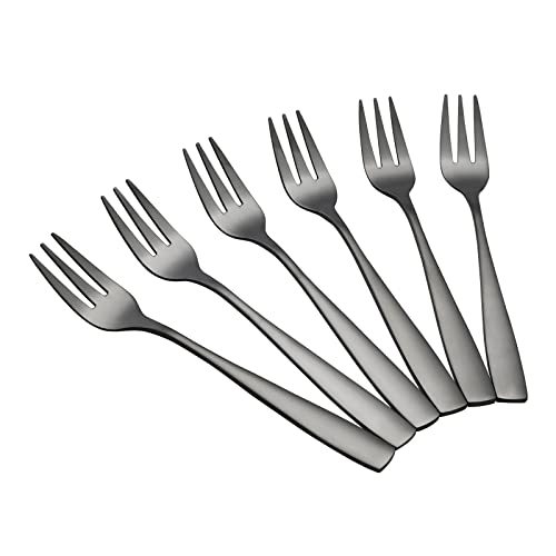 Neadas Edelstahl-Teegabeln, Kuchengabeln, Mini-Dessertgabeln, schwarz, 12 Stück Cover