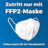 3 Stück Aufkleber FFP2 | Zutritt nur mit FFP 2 Maske | 17 x 17 cm | Mundschutz Aufkleber (Blau)